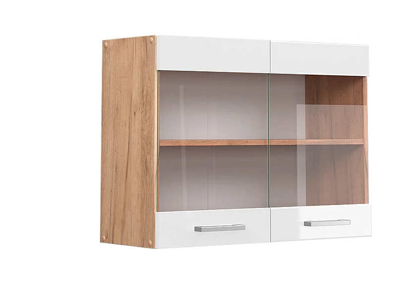 Armario de cocina con vidrio blanco alto brillo 80x31x60 r-line