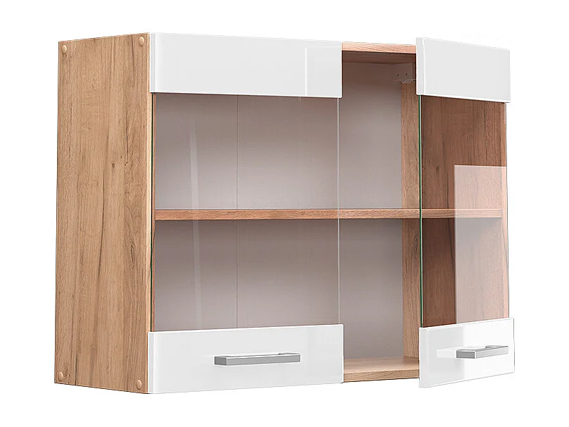 Armario de cocina con vidrio blanco alto brillo 80x31x60 r-line