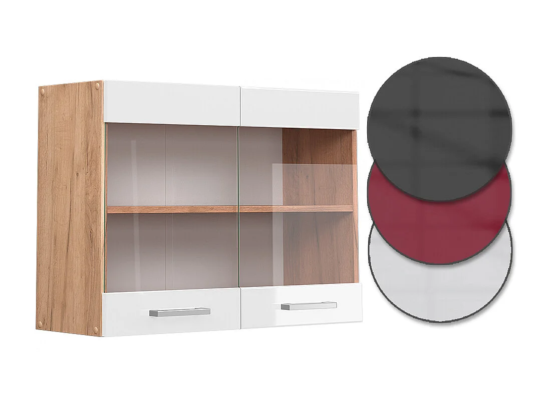 Armario de cocina con vidrio blanco alto brillo 80x31x60 r-line