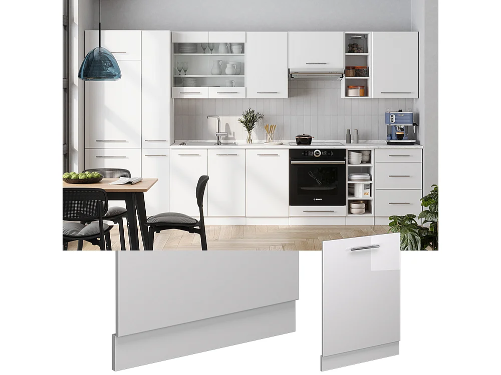 Façade de lave-vaisselle blanc haute brillance 60x1.6x81.8 fame-line