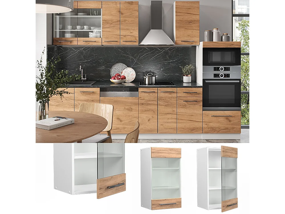 Armoire en verre chêne de force doré 40x34.1x72 fame-line