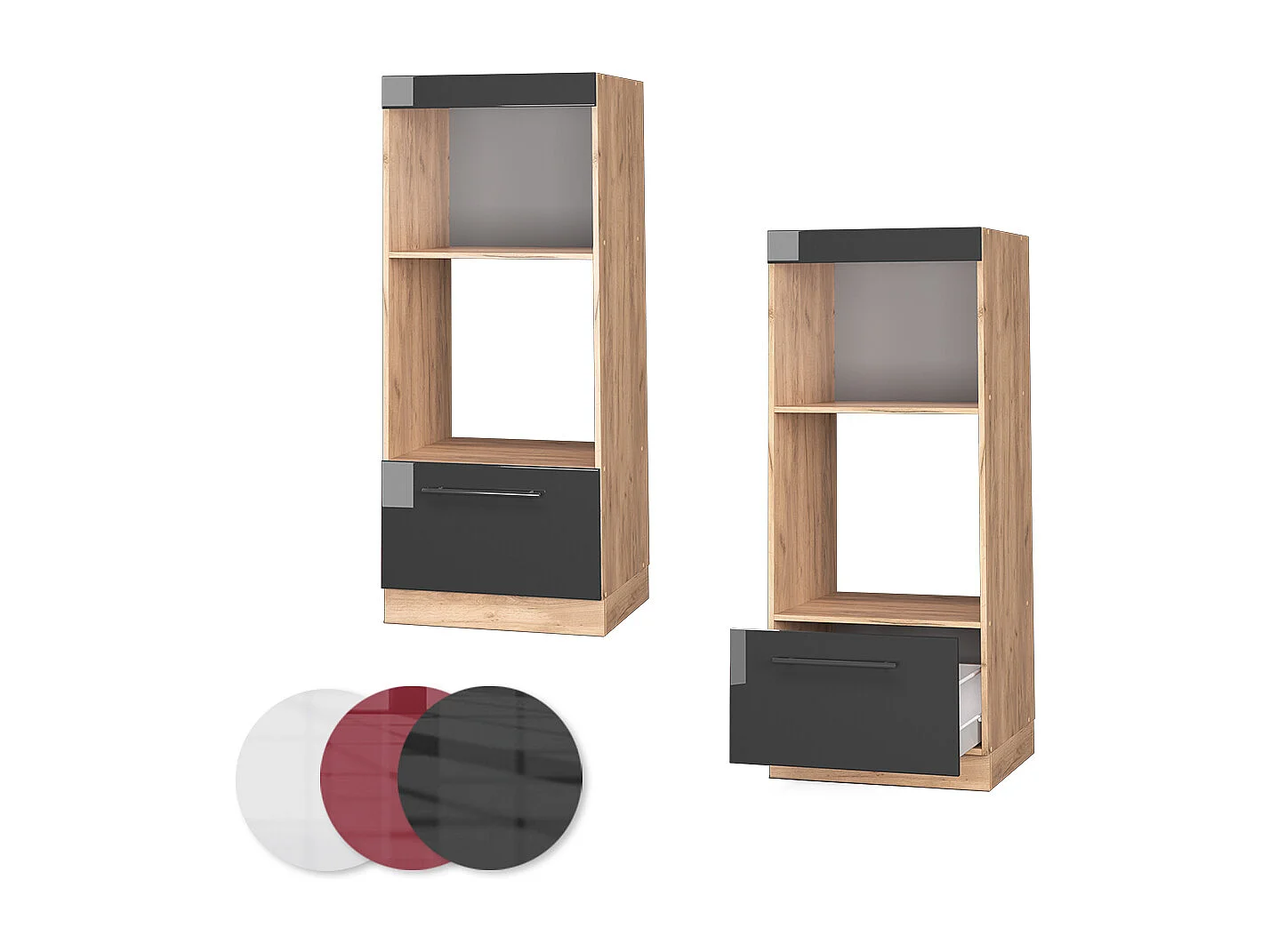 Armoire micro-ondes anthracite haute brillance 60x58.1x153.6 fame-line