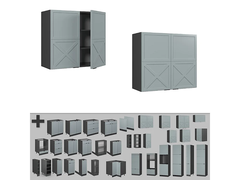 Mobile da cucina in vetro blu-grigio chiaro 80x34.1x72 fame-line