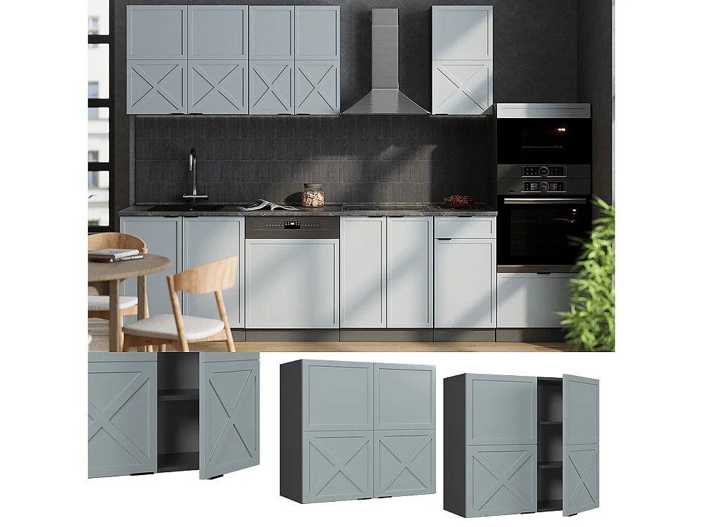 Mobile da cucina in vetro blu-grigio chiaro 80x34.1x72 fame-line
