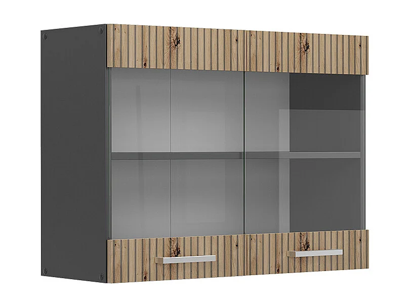 Armario de cocina con vidrio roble artesanal 80x31x60 r-line