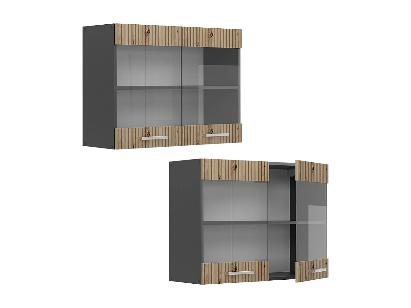 Armario de cocina con vidrio roble artesanal 80x31x60 r-line