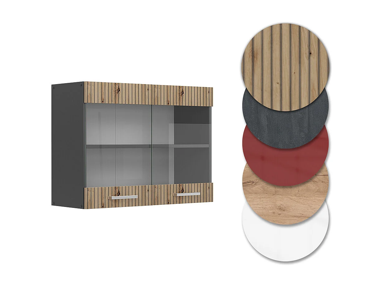 Armario de cocina con vidrio roble artesanal 80x31x60 r-line