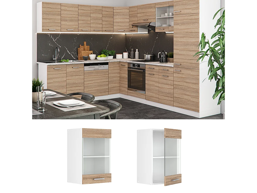 Armario de cocina con vidrio sonoma 40x31x60 r-line