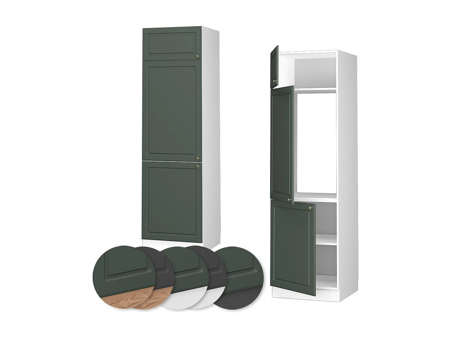 Armario para frigorífico empotrado verde dorado casa de campo 60x58.1x206.8 fame-line