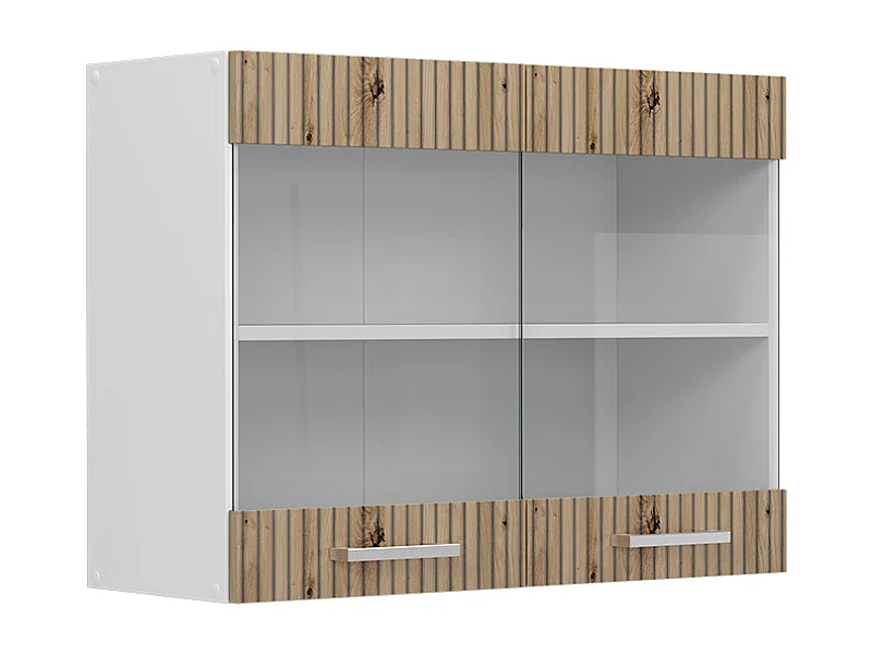 Armario de cocina con vidrio roble artesanal 80x31x60 r-line