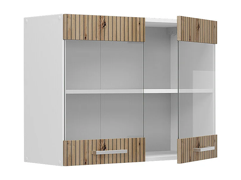 Armario de cocina con vidrio roble artesanal 80x31x60 r-line