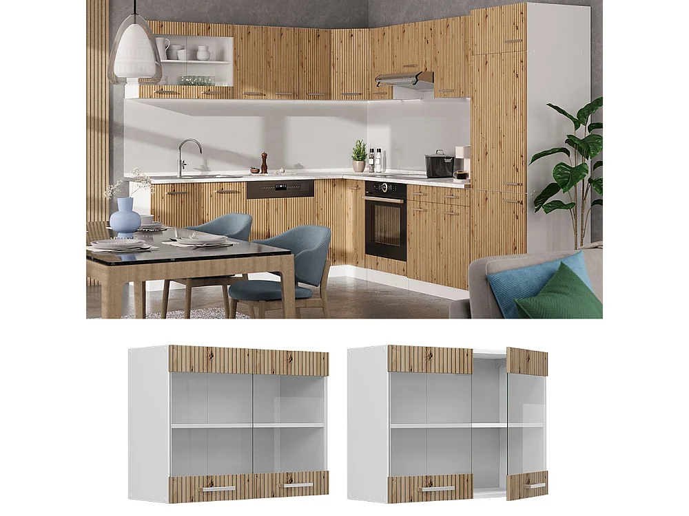 Küchenglasschrank artisan-eiche 80x31x60 r-line