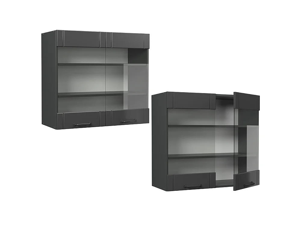 Küchenglasschrank dunkelgrau 80x34.1x72 fame-line