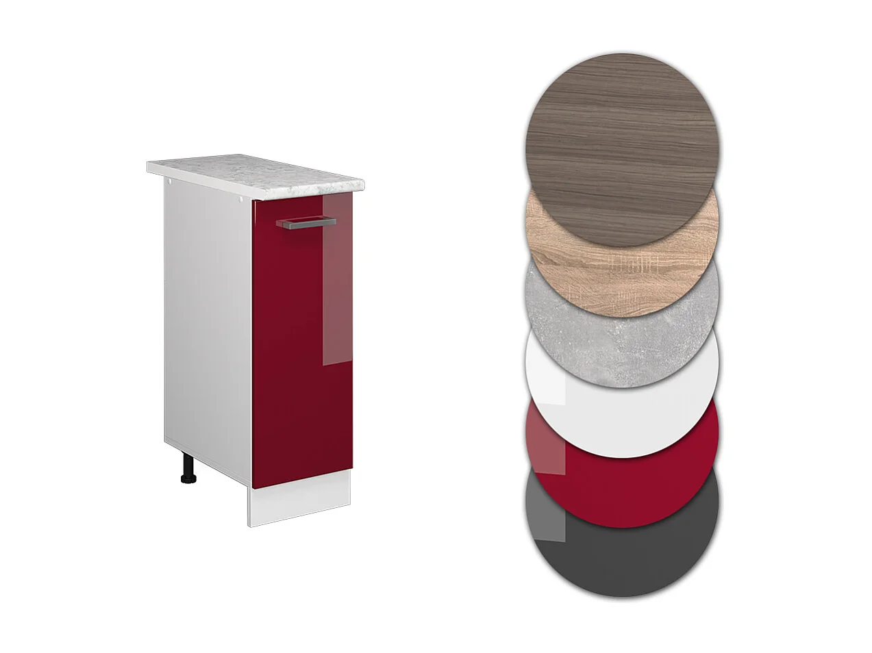 Meuble de cuisine rouge brillant 30x60x81.6 r-line