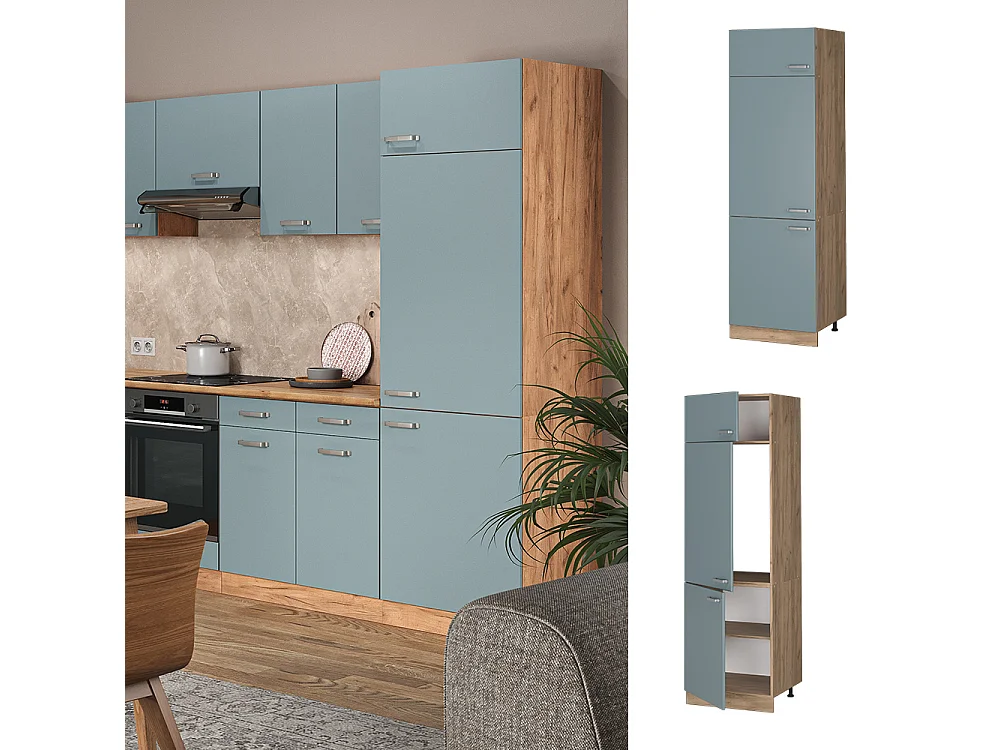 Armoire pour frigo bleu-gris 60x57.2x206.8 r-line