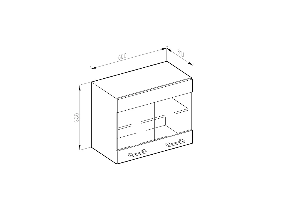Mobile da cucina in vetro antracite lucido 60x31x60 r-line