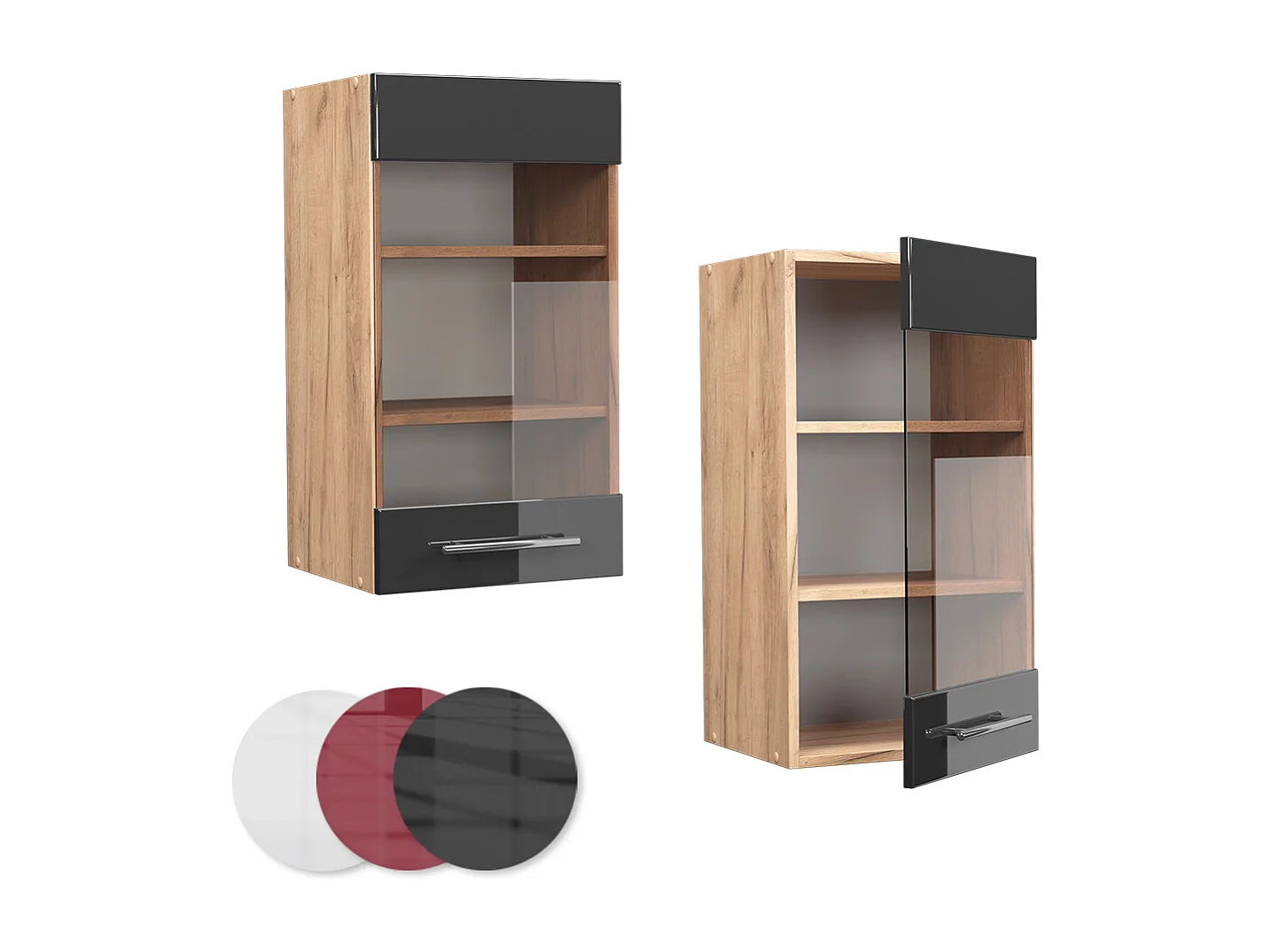 Armario de cocina con vidrio antracita alto brillo 40x34.1x72 fame-line