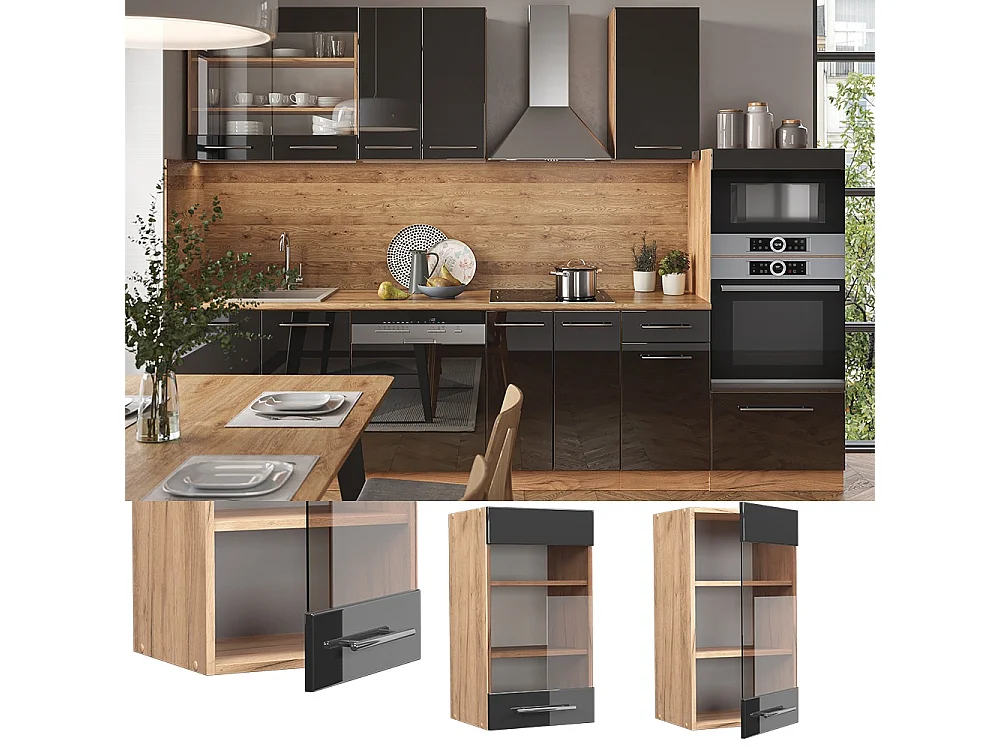 Mobile da cucina in vetro antracite lucido 40x34.1x72 fame-line