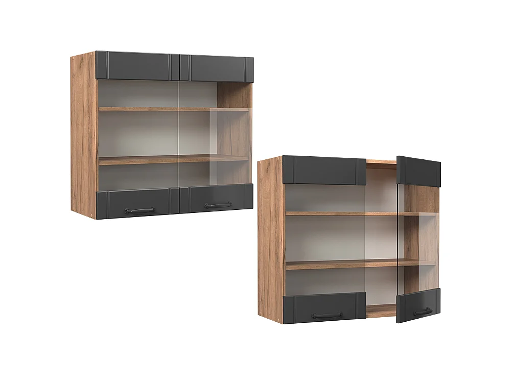 Glazen keukenkast donkergrijs 80x34.1x72 fame-line