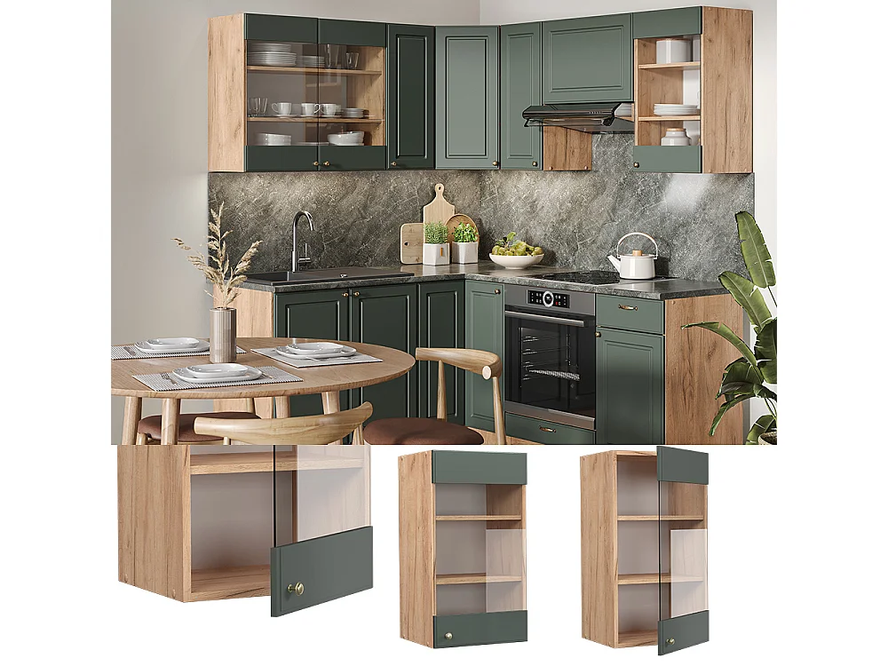 Armoire en verre vert or campagne 40x34.1x72 fame-line