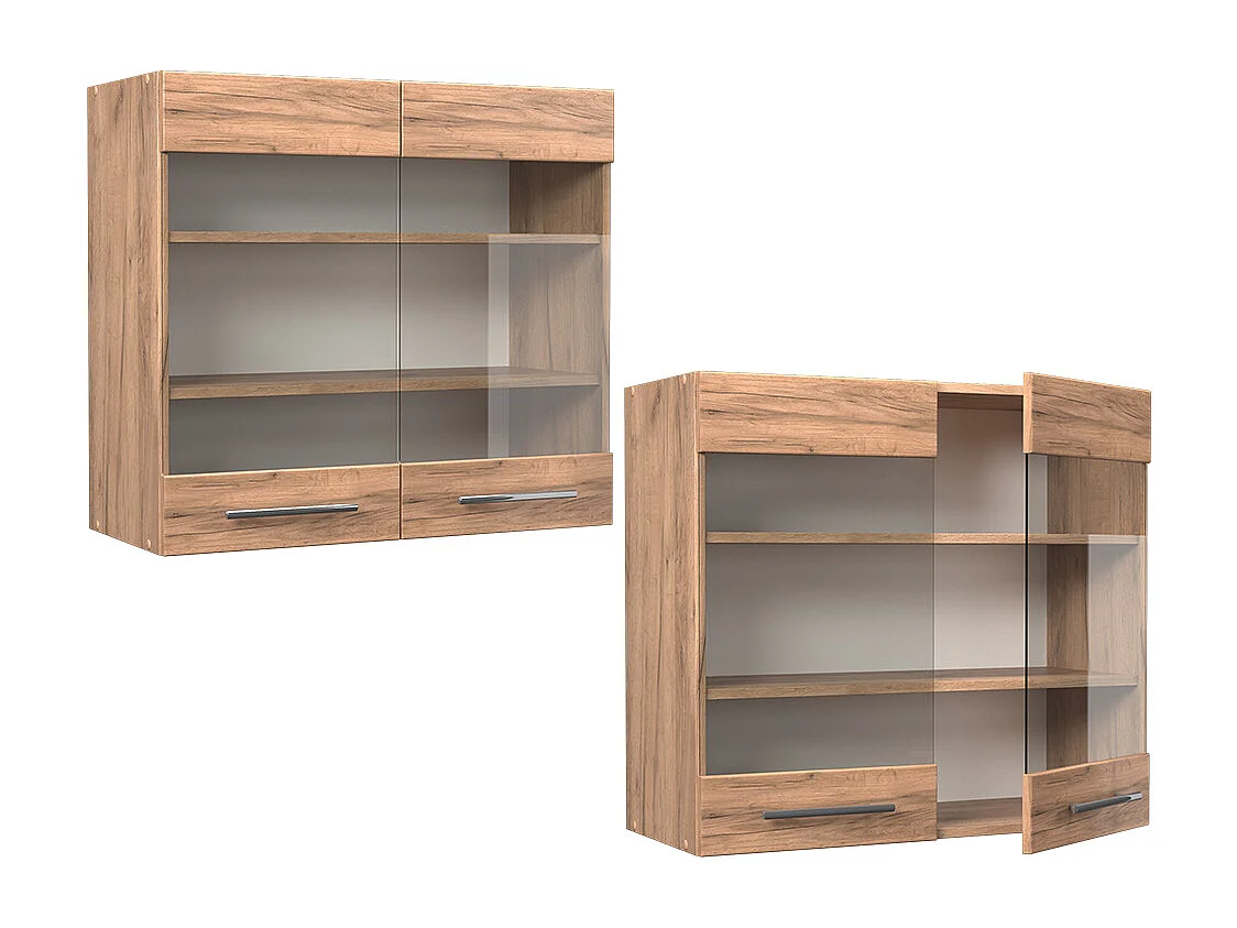 Armario de cocina con vidrio roble dorado 80x34.1x72 fame-line