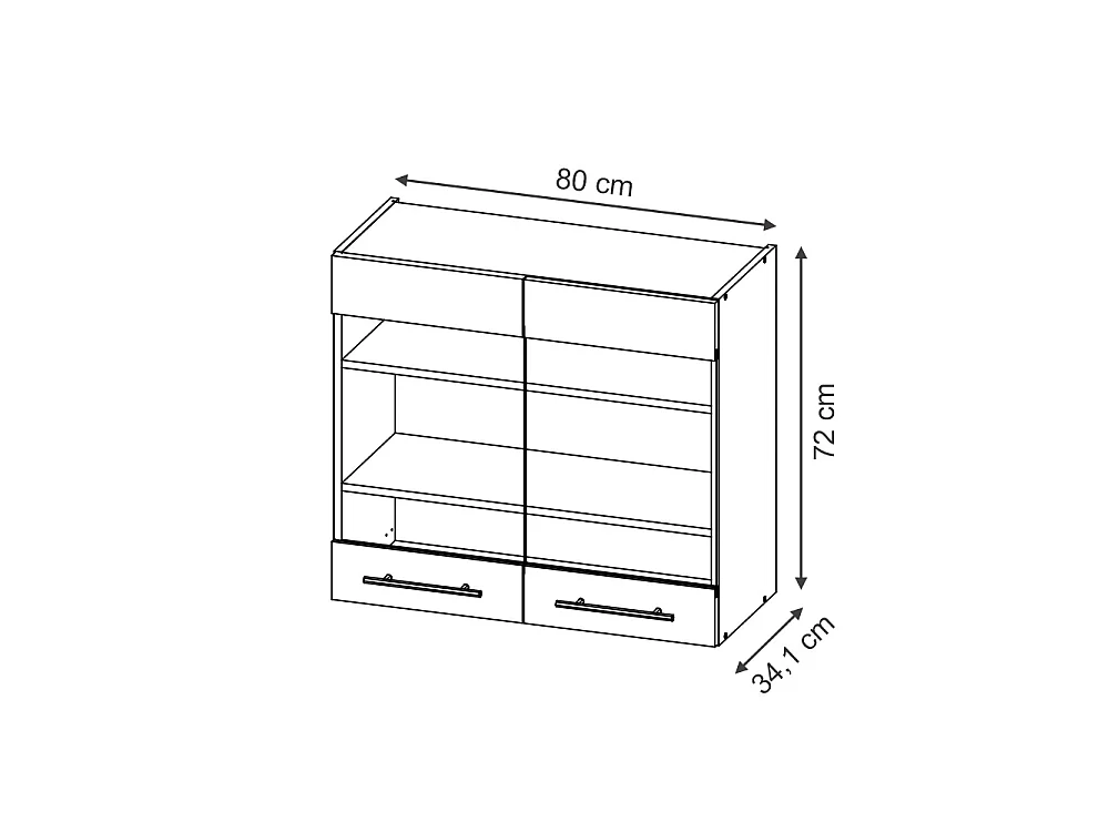 Glazen keukenkast krachtige eik goud 80x34.1x72 fame-line
