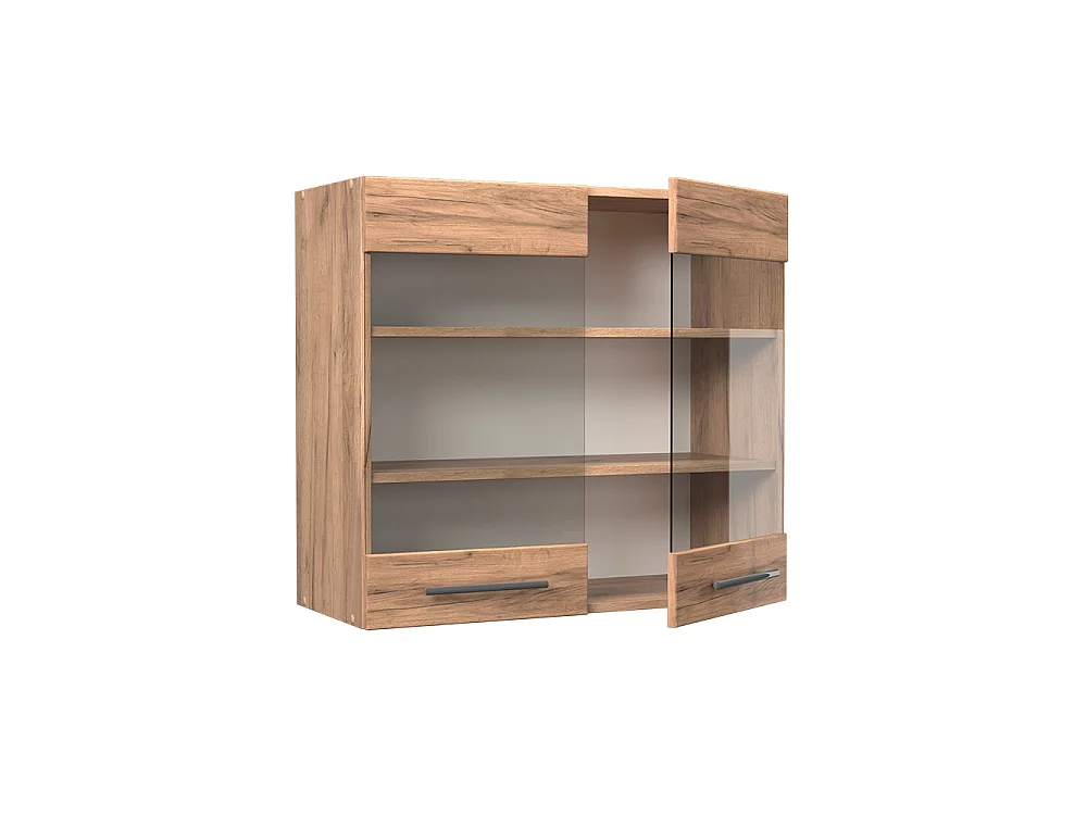 Glazen keukenkast krachtige eik goud 80x34.1x72 fame-line