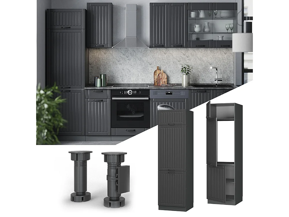 Armario para frigorífico empotrado gris oscuro 60x58.1x206.8 fame-line