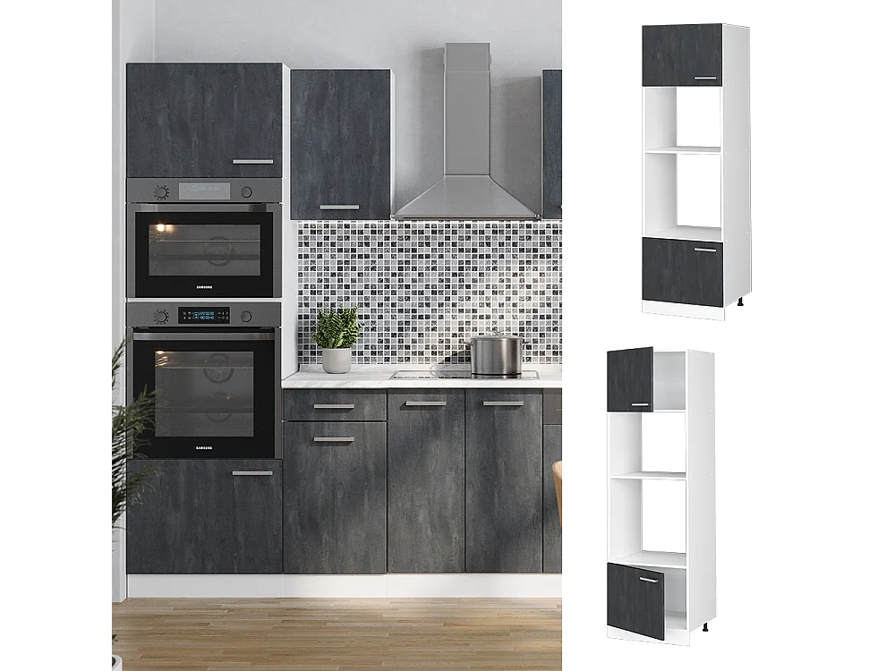 Armoire micro-ondes béton noir 60x57.2x206.8 r-line