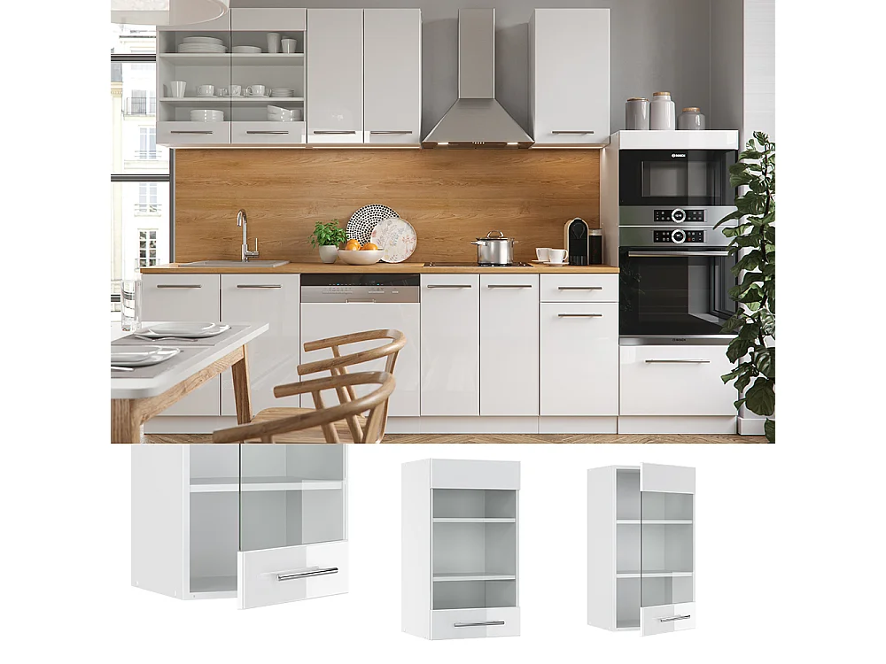 Armoire en verre blanc haute brillance 40x34.1x72 fame-line