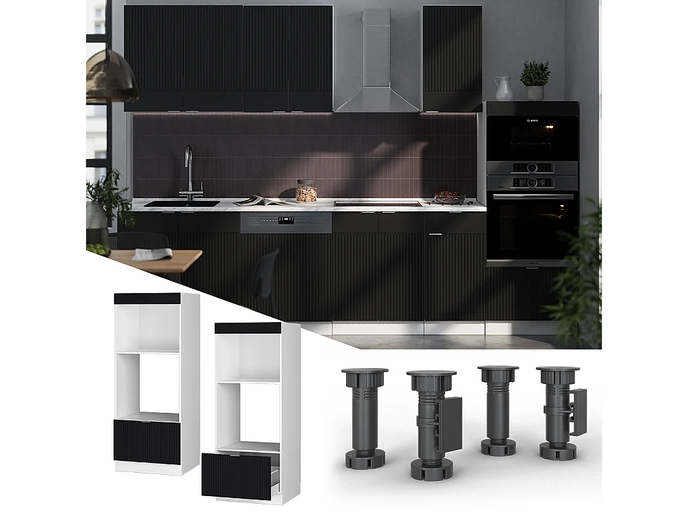 Armoire micro-ondes noir rayé 60x58.1x153.6 fame-line