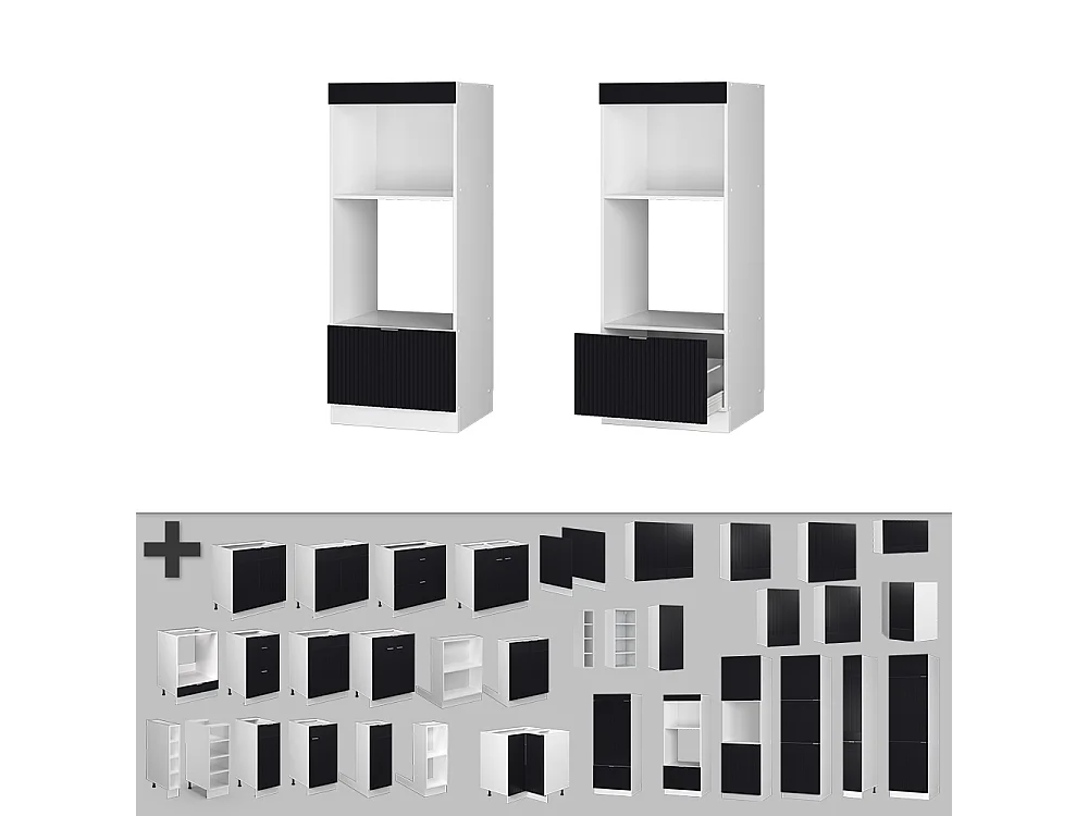 Armoire micro-ondes noir rayé 60x58.1x153.6 fame-line