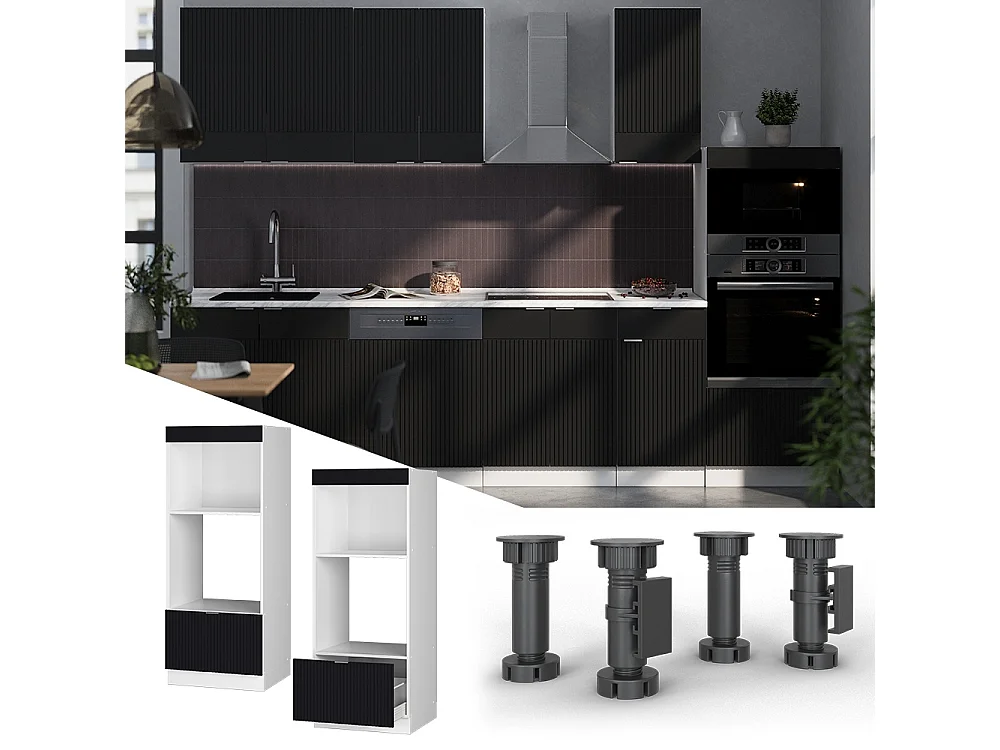 Armoire micro-ondes noir rayé 60x58.1x153.6 fame-line