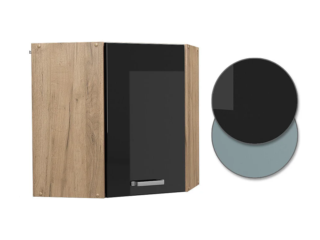 Szafka wisząca narożna czarny wysoki połysk 57x34.1x60 r-line