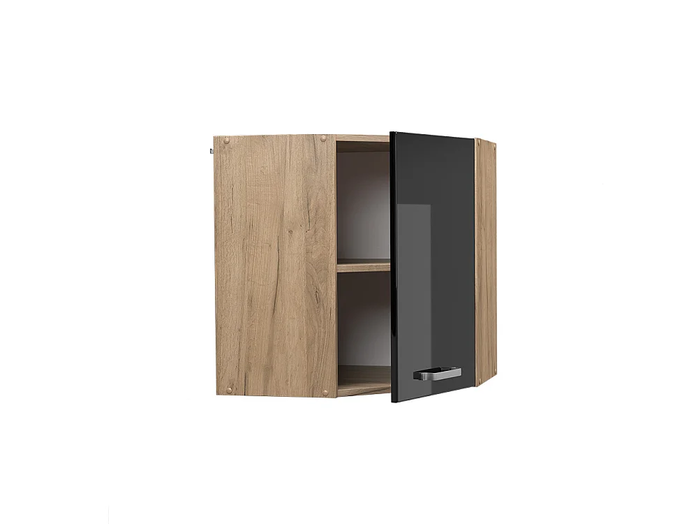 Corner wall cabinet black high gloss 57x34.1x60 r-line