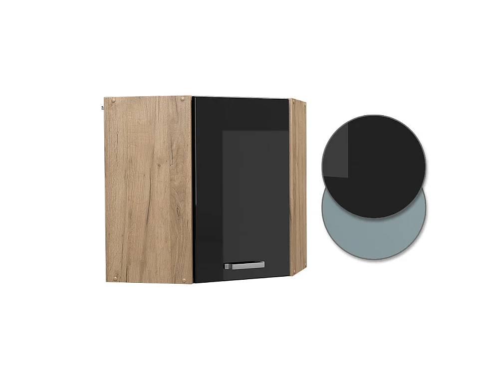 Corner wall cabinet black high gloss 57x34.1x60 r-line