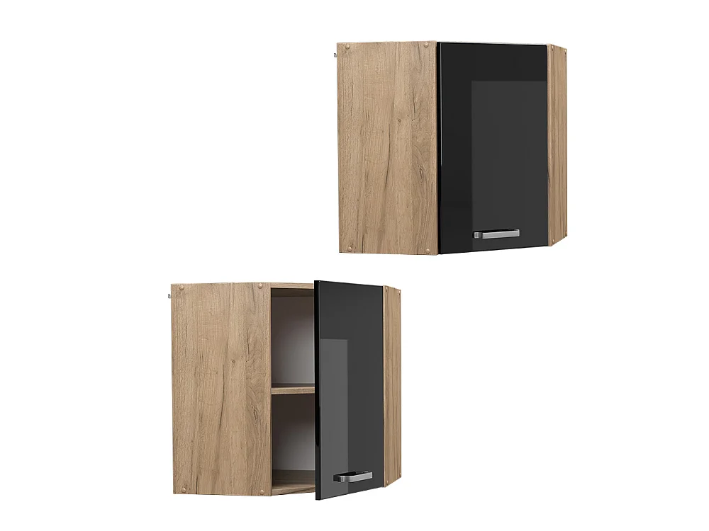 Corner wall cabinet black high gloss 57x34.1x60 r-line
