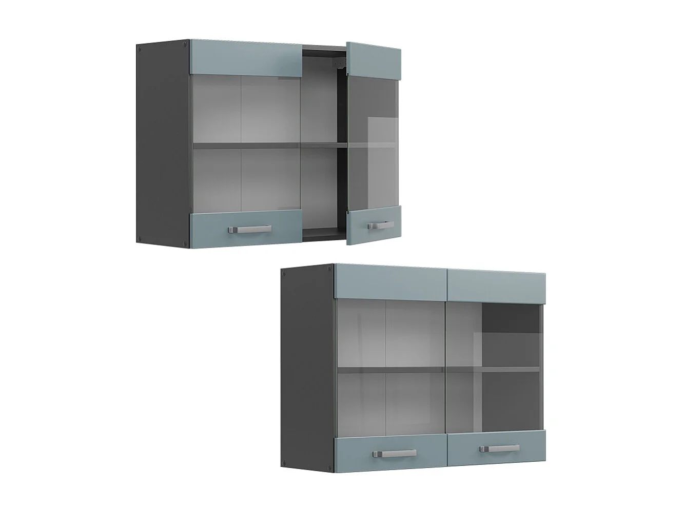 Armoire en verre bleu-gris 80x31x60 r-line