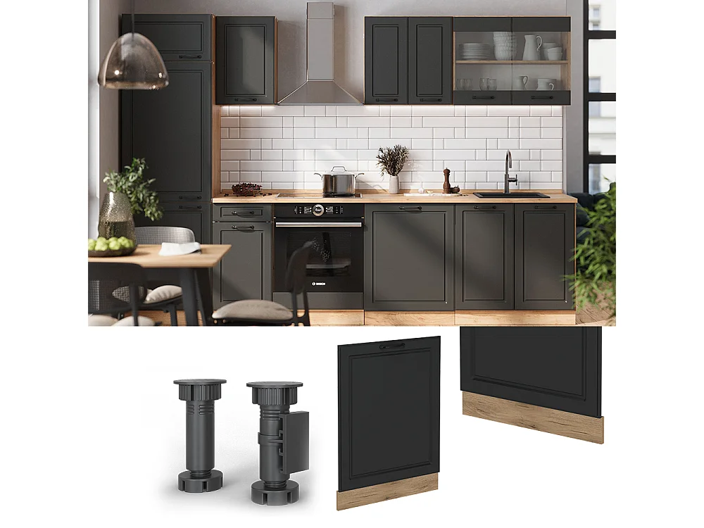 Façade de lave-vaisselle anthracite campagne 60x1.6x81.8 r-line