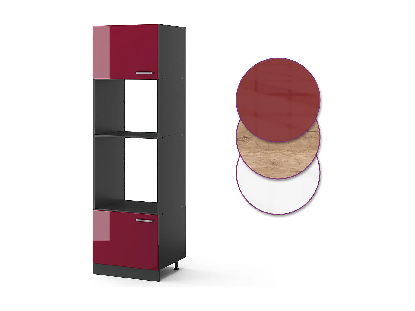 Armoire micro-ondes rouge brillant 60x57.2x206.8 r-line