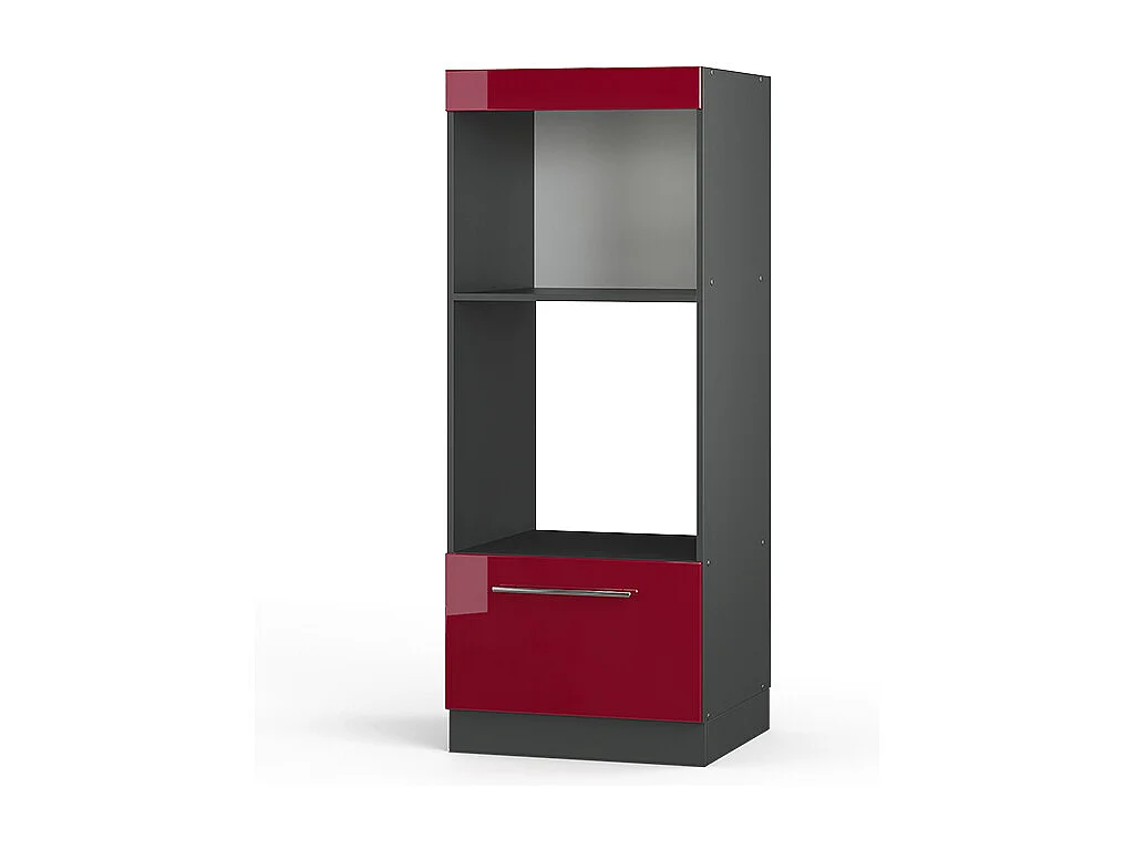 Armoire micro-ondes rouge bordeaux haute brillance 60x58.1x153.6 fame-line