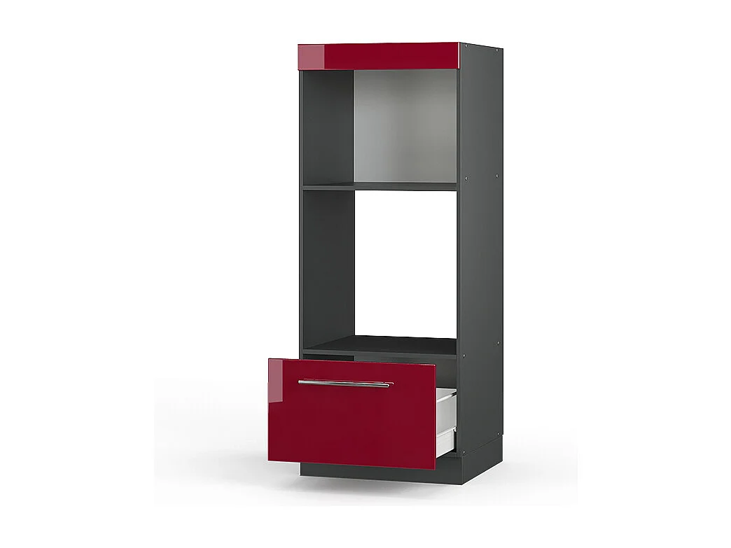 Armoire micro-ondes rouge bordeaux haute brillance 60x58.1x153.6 fame-line