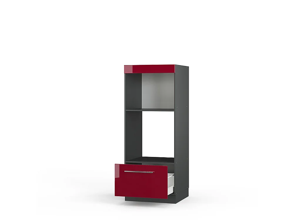 Armoire micro-ondes rouge bordeaux haute brillance 60x58.1x153.6 fame-line