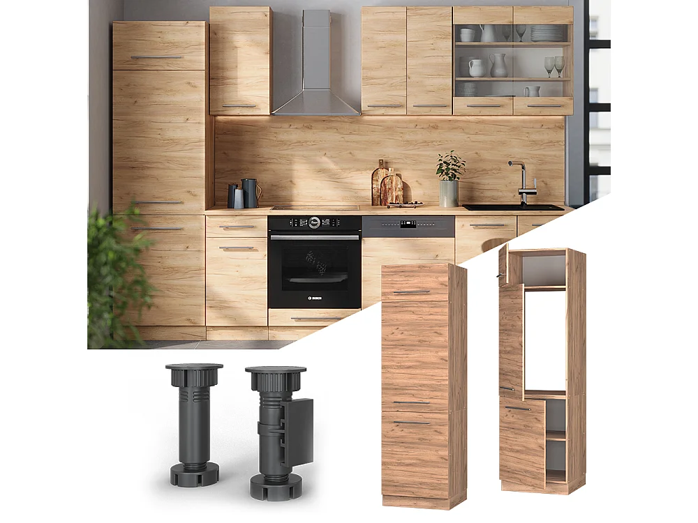 Armario para frigorífico empotrado roble dorado 60x58.1x206.8 fame-line