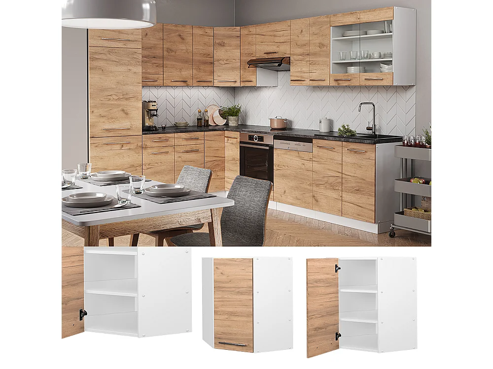 Armario colgante de esquina roble dorado 57x34.1x72 fame-line