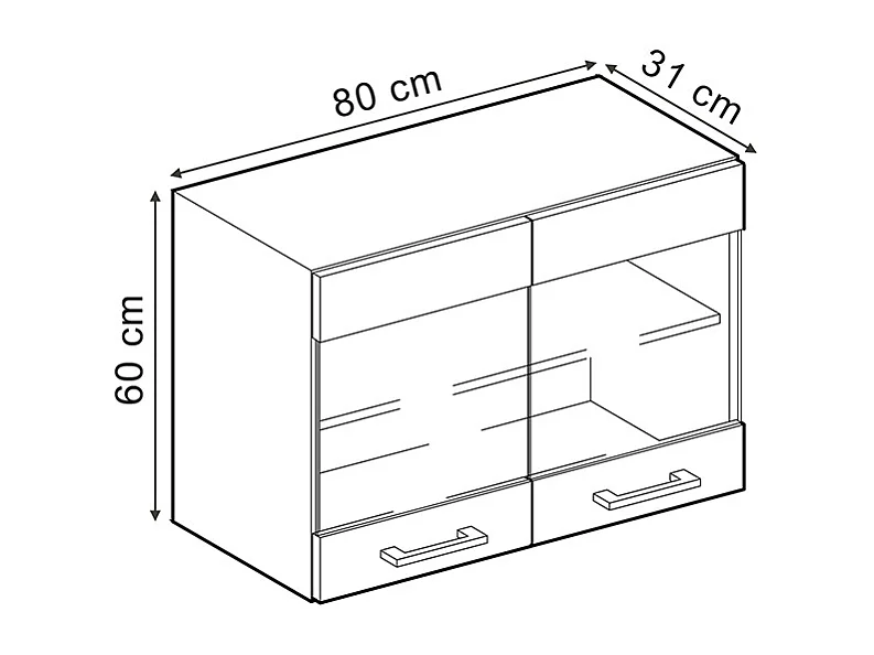 Armario de cocina con vidrio gris noble 80x31x60 r-line