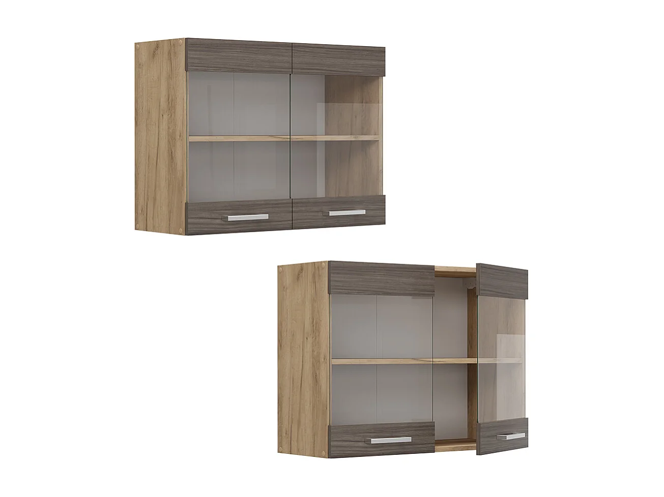 Armario de cocina con vidrio gris noble 80x31x60 r-line