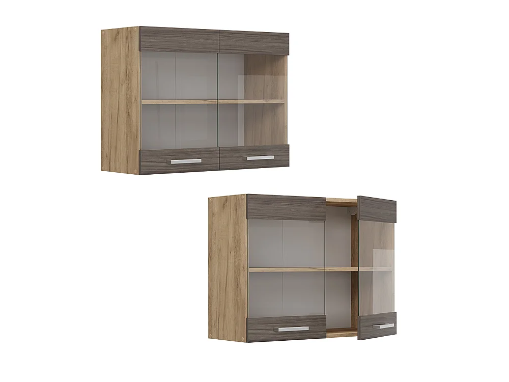 Glass kitchen cabinet noble gray 80x31x60 r-line
