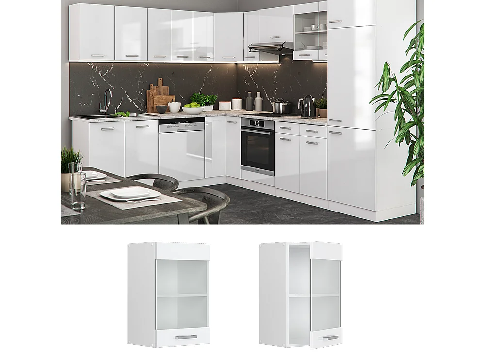 Armoire en verre blanc haute brillance 40x31x60 r-line