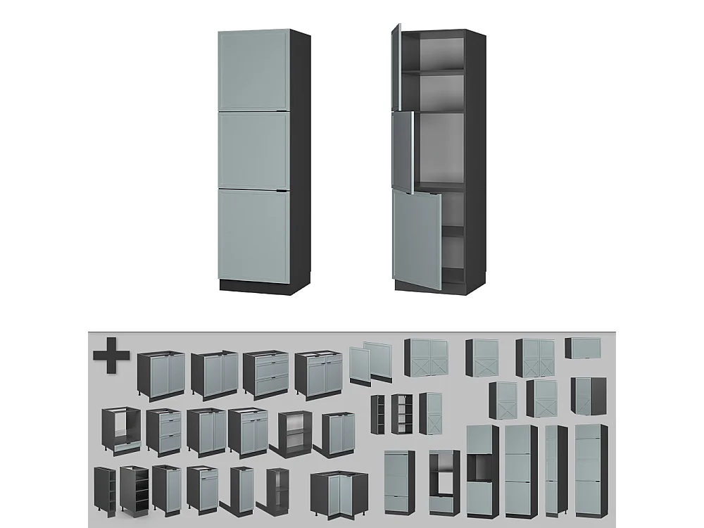 Ovenombouwkast licht blauw-grijs 60x58x206.8 fame-line